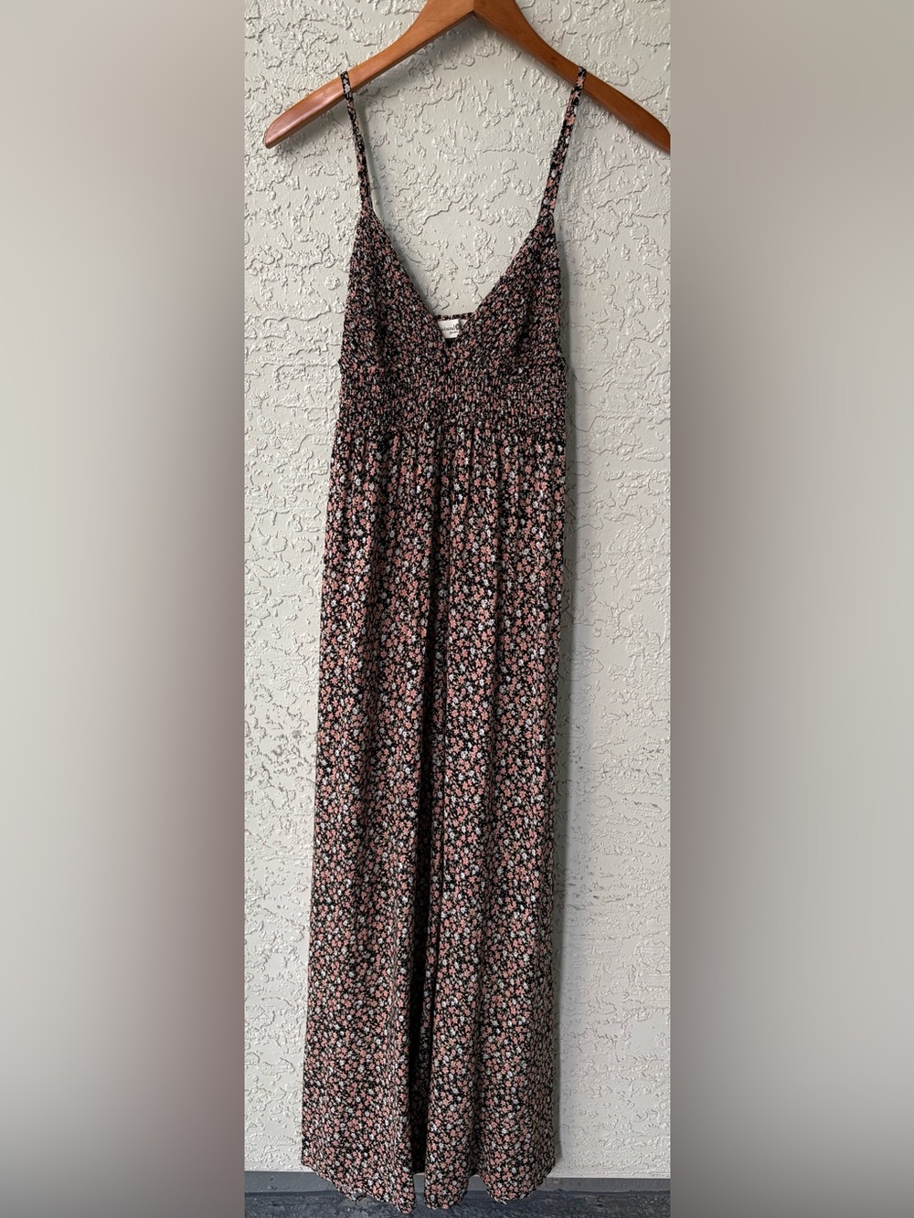 NATURAL LIFE Black Floral Smocked Cami with Pink Flowers